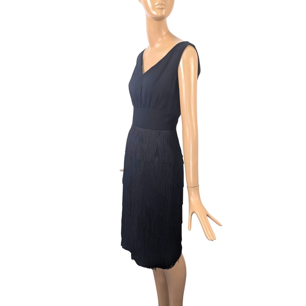 Vintage 1960s Lilli Diamond Black Fringe Sheath Wiggle Party Dress - Picture 3 of 10